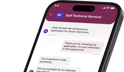 Direct messaging screen in Job Hero app
